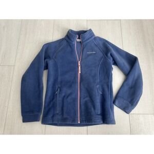 Columbia Fleece Jacket Kids Full Zip Long Sleeve Mock Neck Size M Purple